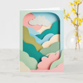 Pastel Wolkenlandschap Collage Kaart (Gele Bloem)
