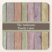 Pastel Wood Plank Family Cabin  Kartonnen Onderzetters (Voorkant)