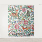 Pastel Woodland Animal Deer Fox Rabbit Groot  Wandkleed (Voorkant)