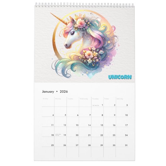 Pastel Woodland Fantasy Creatures Calendar Kalender (Jan 2026)