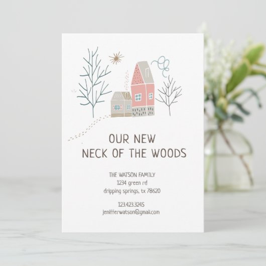 Pastel Woodland | Kaart "Verhuisaankondiging" (Staand voorkant)