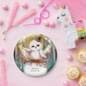 Pastel Woodland Owl Verjaardag Papieren Bordje (Feest)