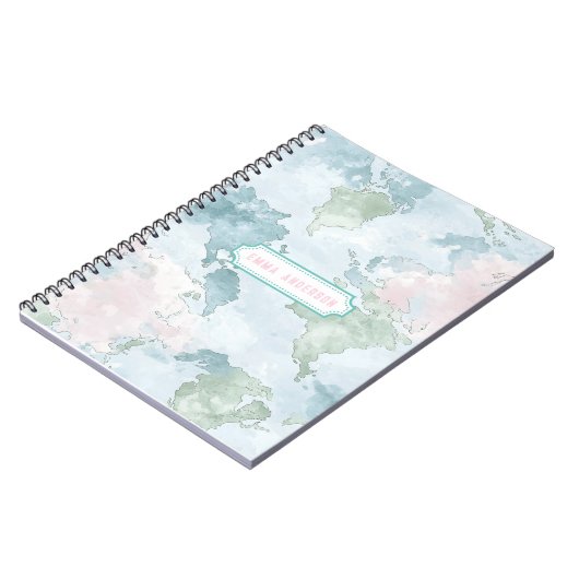 Pastel World Map Notitieboek (Linkerzijde)