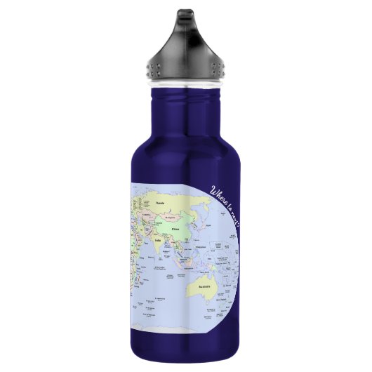 Pastel World Map With Country Names – Personalized Waterfles (Rechts)