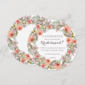 Pastel Wreath, ben je mijn Bridesmaid? Kaart (Voorkant / Achterkant)