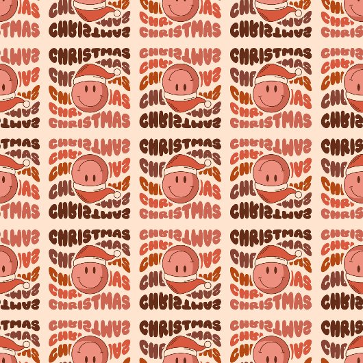 Pastel Xmas Groovy Retro Smiling Emoticons 70th Douchegordijn