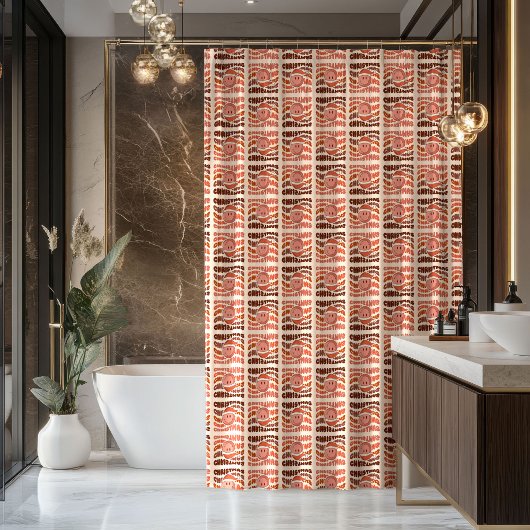 Pastel Xmas Groovy Retro Smiling Emoticons 70th Douchegordijn