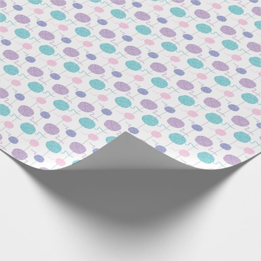 Pastel Yarn Ball String Pattern Cadeaupapier (Hoek)