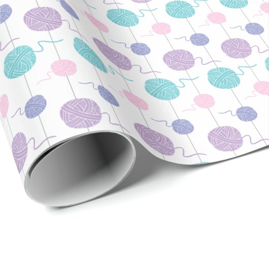 Pastel Yarn Ball String Pattern Cadeaupapier (Rol Hoek)