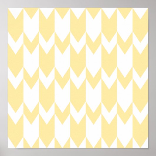 Pastel Yellow and White Chevron Pattern. Poster (Voorkant)