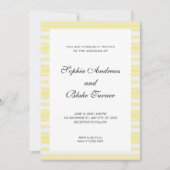 Pastel Yellow and White Stripes Modern Wedding Kaart (Voorkant)