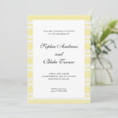 Pastel Yellow and White Stripes Modern Wedding Kaart (Staand voorkant)