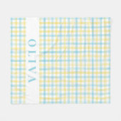 Pastel Yellow Blue Plaid Custom Name Fleece Deken (Voorkant (Horizontaal))