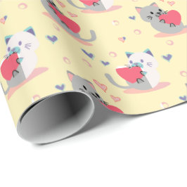 Pastel Yellow Cat Wrapping Paper – Zoete Kittens Cadeaupapier