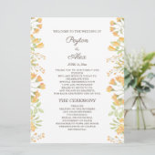 Pastel Yellow Floral 2-zijdig weddenschapsprogramm Programmakaart (Staand voorkant)
