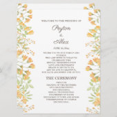Pastel Yellow Floral 2-zijdig weddenschapsprogramm Programmakaart (Voorkant / Achterkant)