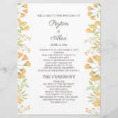 Pastel Yellow Floral 2-zijdig weddenschapsprogramm Programmakaart (Voorkant)