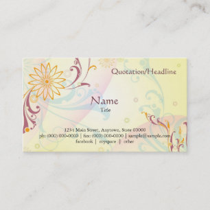 Pastel Yellow Floral Card Visitekaartje