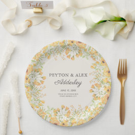 Pastel Yellow Floral Wedding Reception Rehearal Papieren Bordje