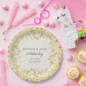 Pastel Yellow Floral Wedding Reception Rehearal Papieren Bordje (Feest)