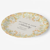 Pastel Yellow Floral Wedding Reception Rehearal Papieren Bordje (Gekanteld)