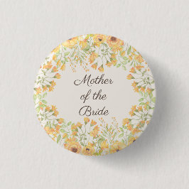Pastel Yellow Flowers Moeder Bride Button