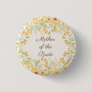 Pastel Yellow Flowers Moeder Bride Button