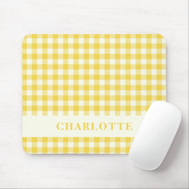 Pastel Yellow Gingham Buffalo Check Pset Name Muismat