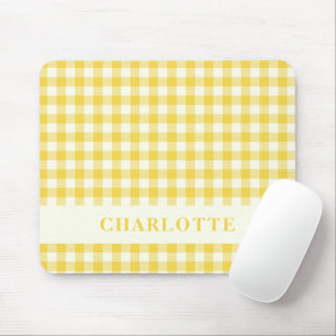 Pastel Yellow Gingham Buffalo Check Pset Name Muismat