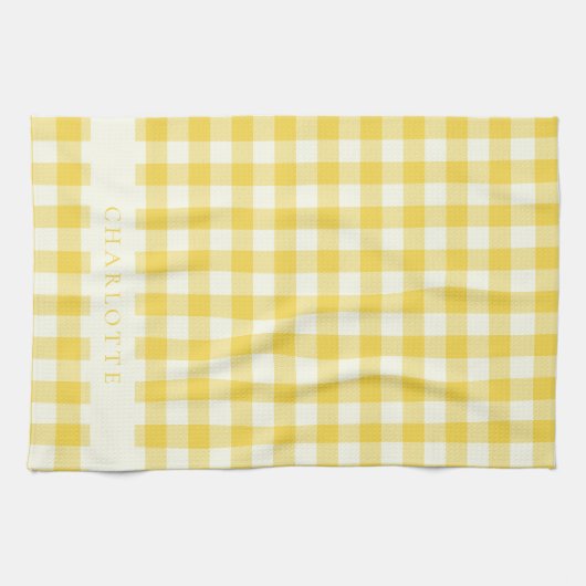 Pastel Yellow Gingham Buffalo Check Pset Name Theedoek (Horizontaal)