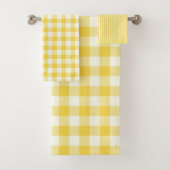 Pastel Yellow Gingham Buffalo Check Pset Pattern Bad Handdoek (Insitu)