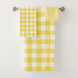 Pastel Yellow Gingham Buffalo Check Pset Pattern Bad Handdoek