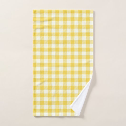 Pastel Yellow Gingham Buffalo Check Pset Pattern Bad Handdoek (Handdoek)