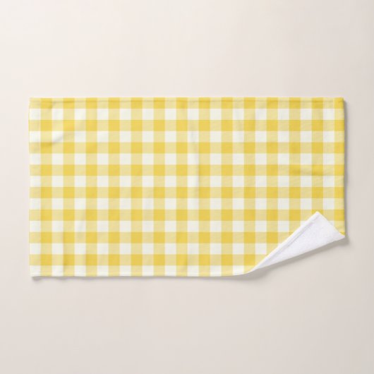 Pastel Yellow Gingham Buffalo Check Pset Pattern Bad Handdoek (Handdoek)
