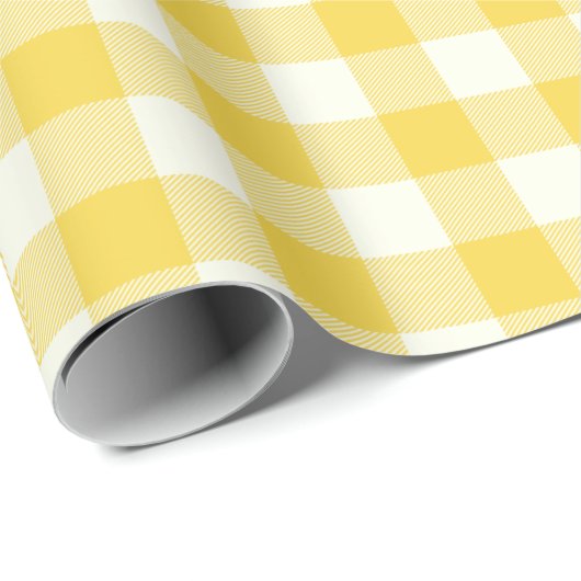 Pastel Yellow Gingham Buffalo Check Pset Pattern Cadeaupapier (Rol Hoek)