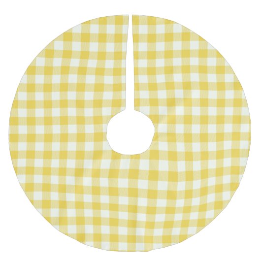 Pastel Yellow Gingham Buffalo Check Pset Pattern Kerstboom Rok (Voorkant)