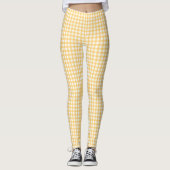 Pastel Yellow Gingham Check Patroon Leggings (Voorkant)