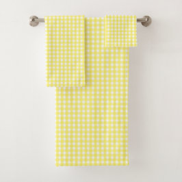 Pastel Yellow Gingham Pattern Bad Handdoek