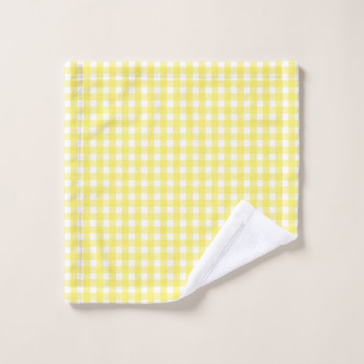 Pastel Yellow Gingham Pattern Bad Handdoek (Wasdoekje)