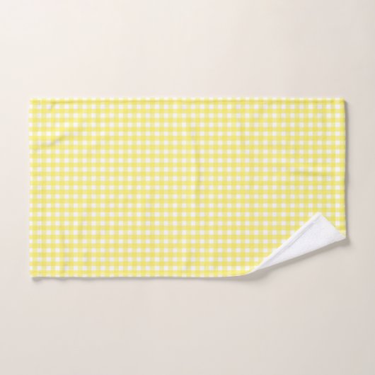Pastel Yellow Gingham Pattern Bad Handdoek (Handdoek)