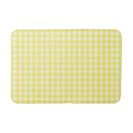 Pastel Yellow Gingham Pattern Badmat