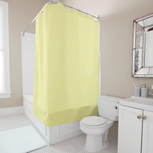 Pastel Yellow Gingham Pattern Douchegordijn (In situ)
