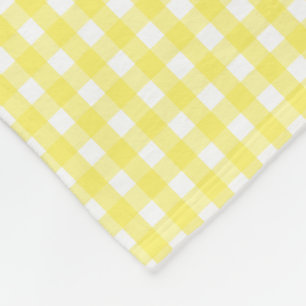 Pastel Yellow Gingham Pattern Fleece Deken