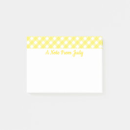 Pastel Yellow Gingham Pattern Post-it Notes