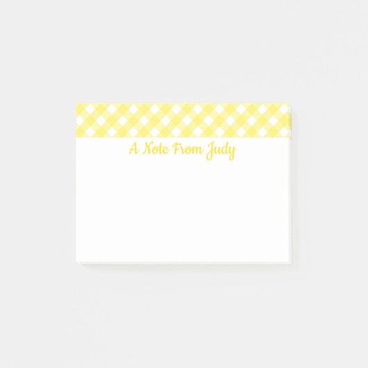 Pastel Yellow Gingham Pattern Post-it Notes (Voorkant)