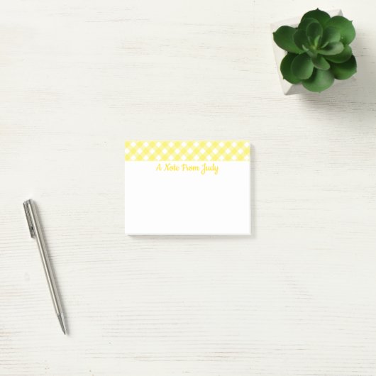 Pastel Yellow Gingham Pattern Post-it Notes (Kantoor)