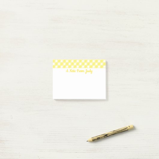 Pastel Yellow Gingham Pattern Post-it Notes (Op bureau)