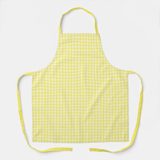 Pastel Yellow Gingham Pattern Schort (Voorkant)