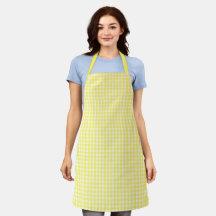 Pastel Yellow Gingham Pattern Schort