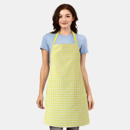 Pastel Yellow Gingham Pattern Schort